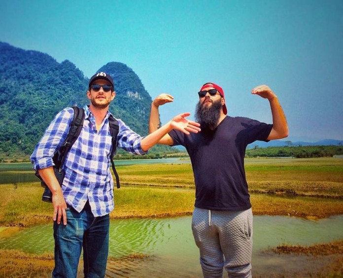 Director Jordan Vogt-Roberts (R) at the set of ‘Kong: Skull Island’ in Quang Binh, Vietnam, February 22, 2016. Instagram/voteroberts