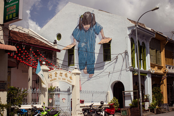Penang Street Art, "Little Girl in Blue" Mural, Muntri Street, George Town, Penang