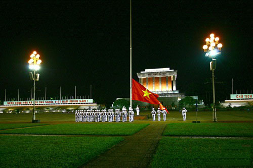 The lowering of the flag ceremony at President Ho Chi Minh’s mausoleum