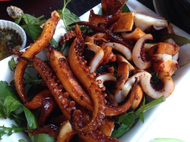 One portion of grilled octopus