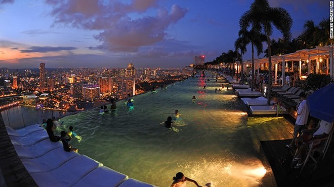 swimming pool in marina bay sands hotel- singapore
