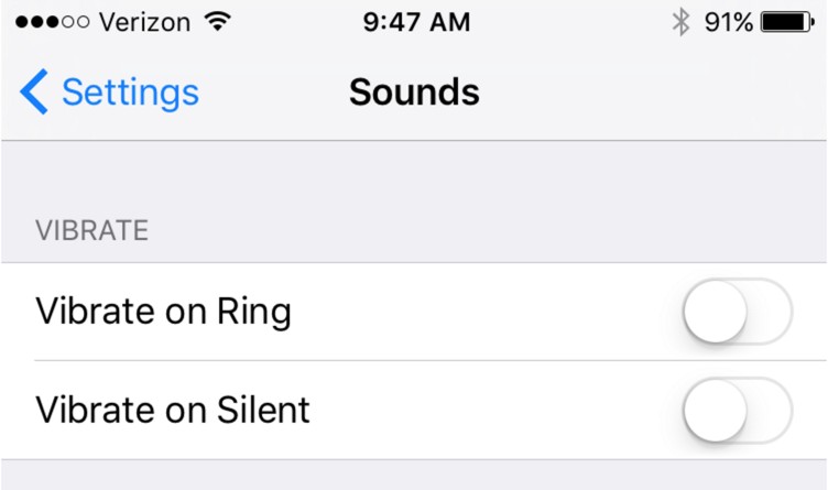 turn off vibrations- tricks for iphone’s battery life