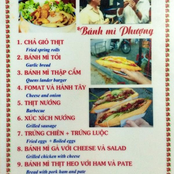 The menu at Banh mi Phuong with lots of filling choices for customers Photo: Nicole M.