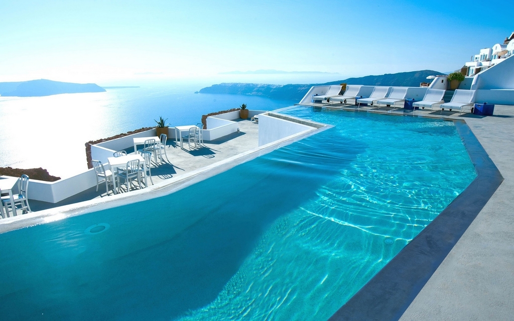 Swimming Pool Santorini - wallpapercow.com