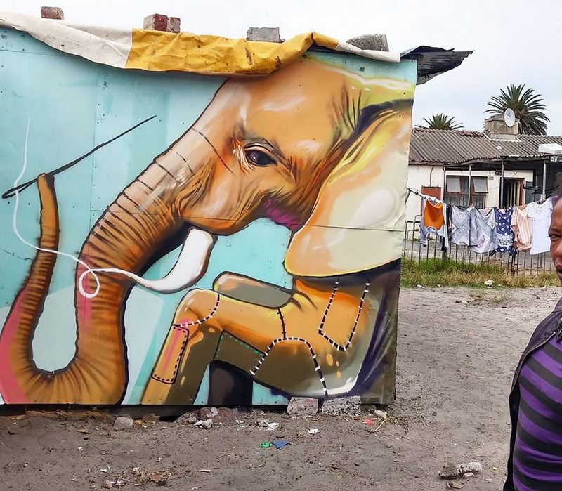 Elephant Street Art In South African Villages