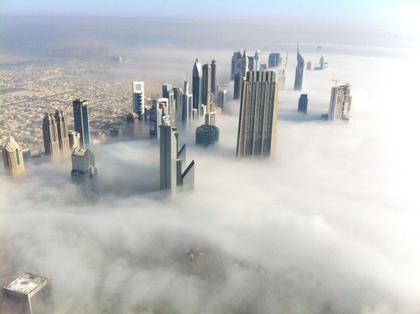 dubai city in cloudy