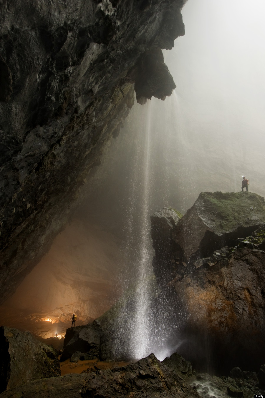 VIETNAM - MAY 01: A cascading waterfall in Hang Son Doong. (Photo by Carsten Peter/National Geographic/Getty Images)