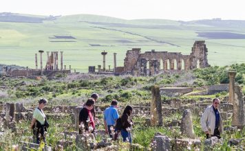 A journey to the ancient sites: Volubilis & Moulay Idriss Zerhoun of Morocco Capitoline Temple and the Basilica in the background morrocco