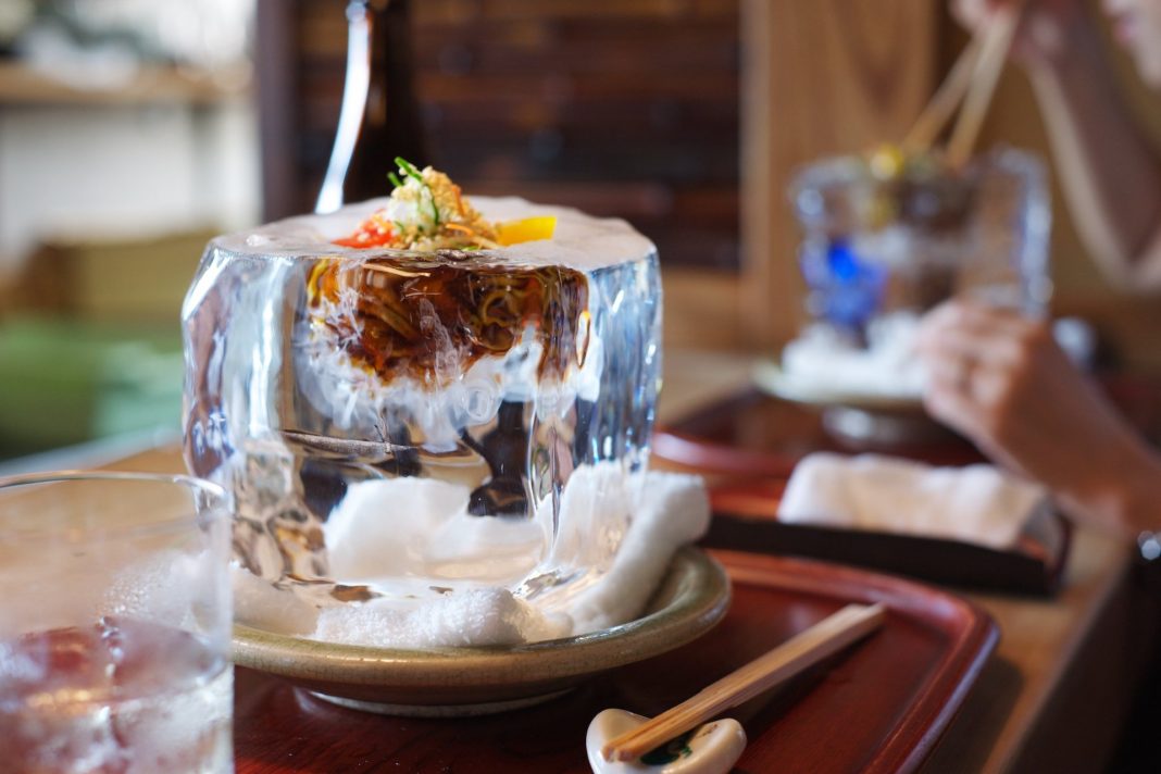 This Japanese restaurant serves up noodles in stunning ice block bowls
