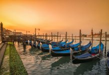 Sunrise over the Gondolas on St Marks