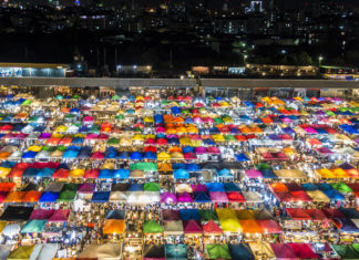 Rod Fai Night Market or Ratchada Train Night Market - One of the most attrative night markets in Bangkok, Thailand.