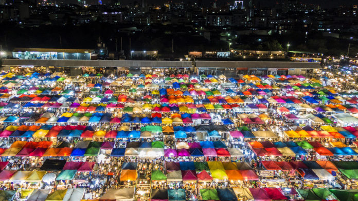 Rod Fai Night Market or Ratchada Train Night Market - One of the most attrative night markets in Bangkok, Thailand.