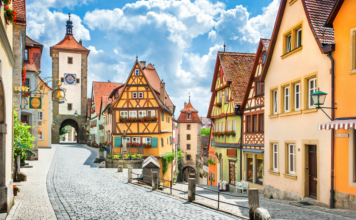 Exploring top 7 most beautiful towns in Germany you should visit at least once in your lifetime Beautiful postcard view of the famous historic town of Rothenburg ob der Tauber on a sunny