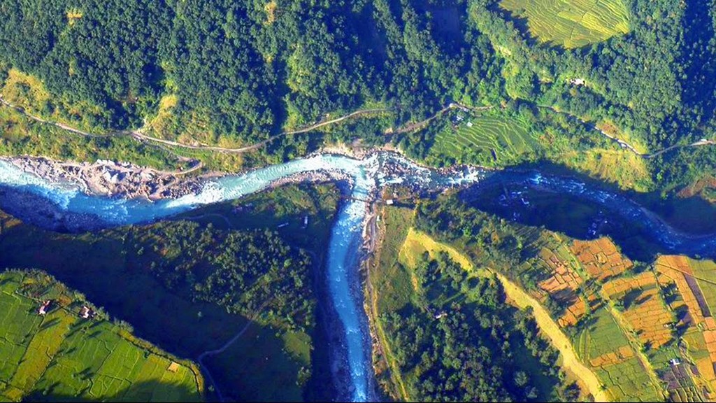 Helicopter View of Kali Gandaki River