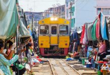 Maeklong Railway Market in Thailand