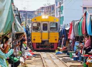 Maeklong Railway Market in Thailand