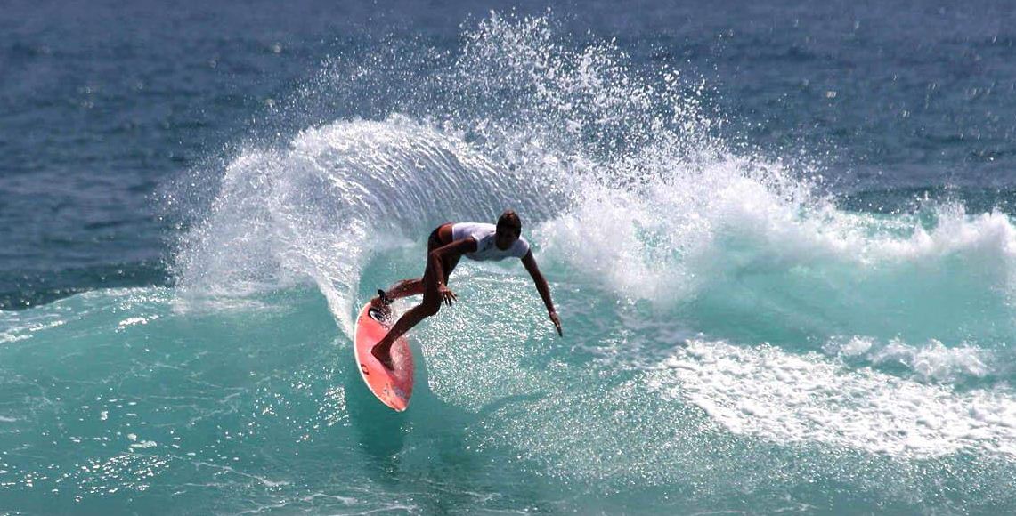 marissa beach surfing
