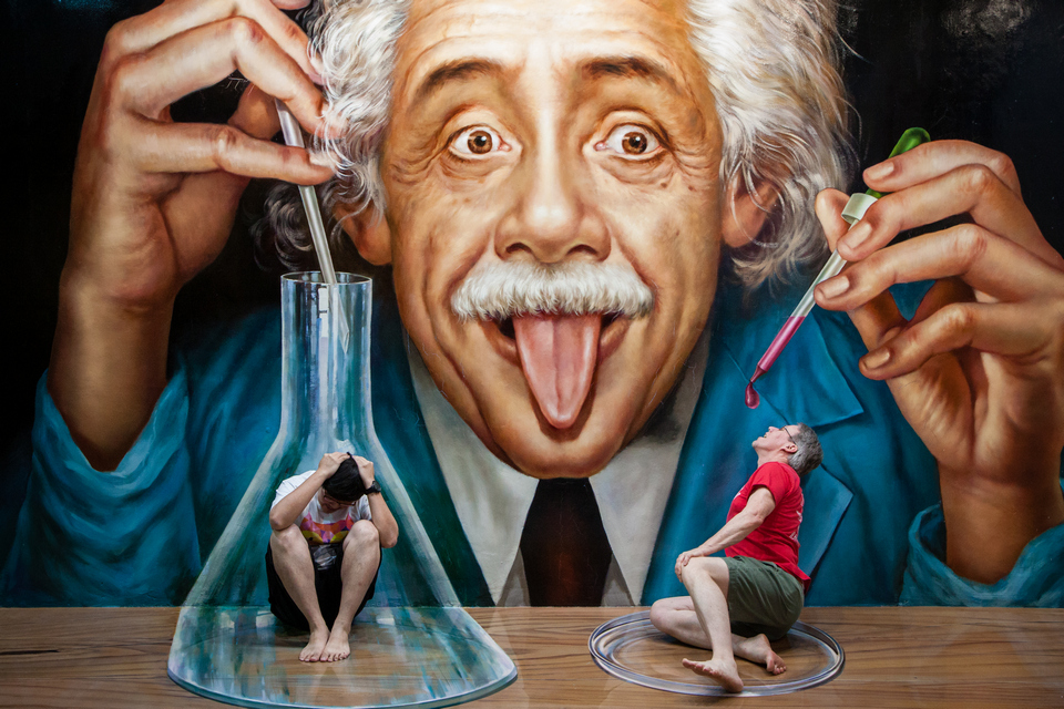 A. Einstein are doing chemistry trial on us - the most lively test tubes ever