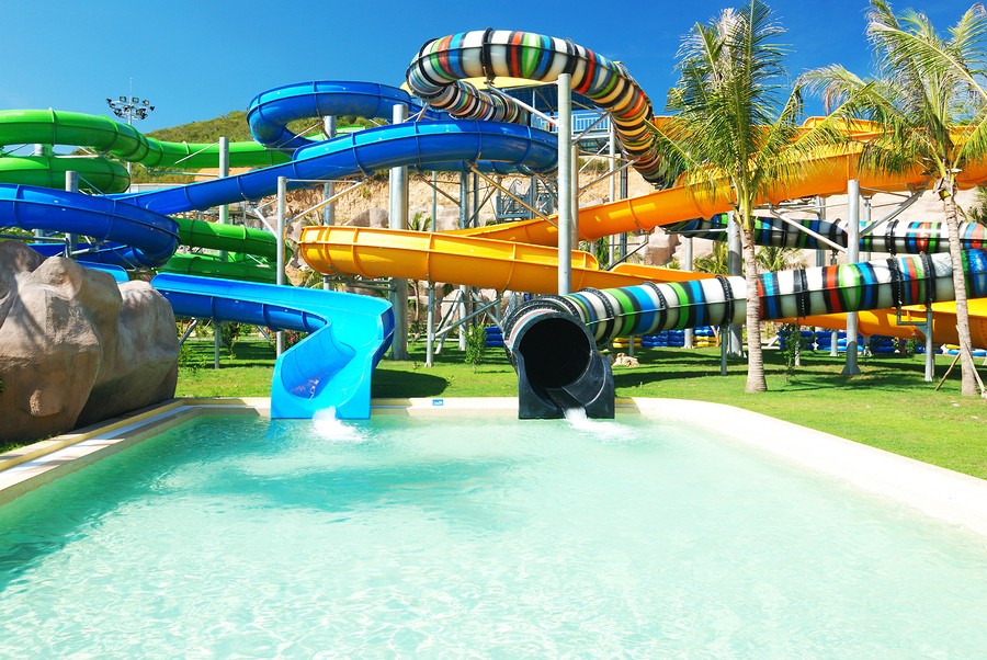 Water park in tropical resort