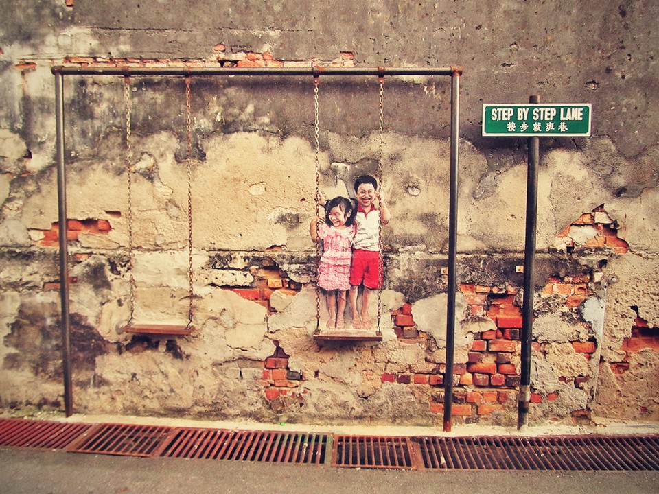 The wall painting of Penang Image by: penang travel blog.