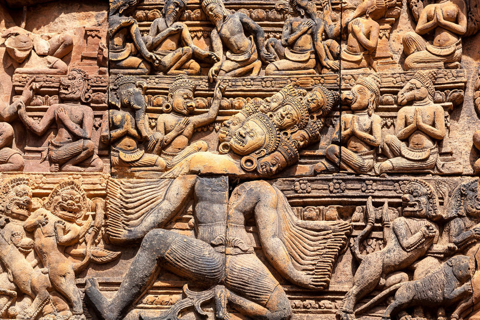 Banteay Srei Temple, Siem Reap: known for the intricacy of its carvings