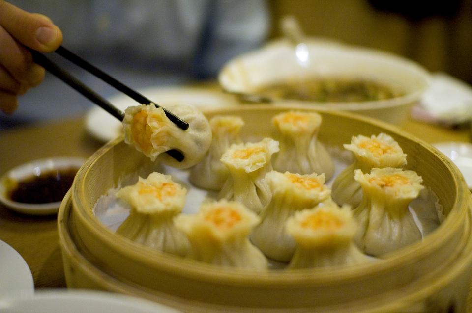 Shrimp shaomais by Stewart at Din Tai Fung in Taipei