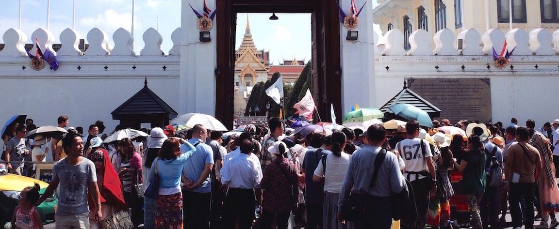 Visitors line up outside The Grand Palace, Bangkok
