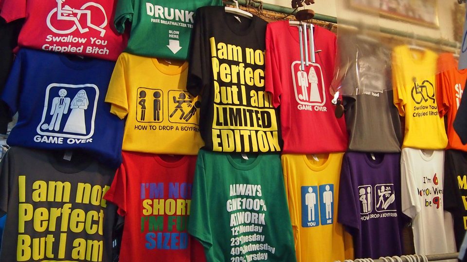 T-shirts at the Chatuchak Market in Bangkok, Thailand