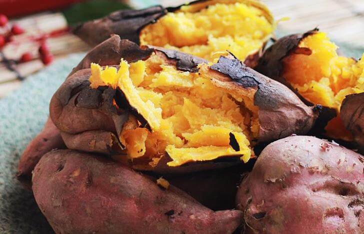 Korean street food grilled sweet potato