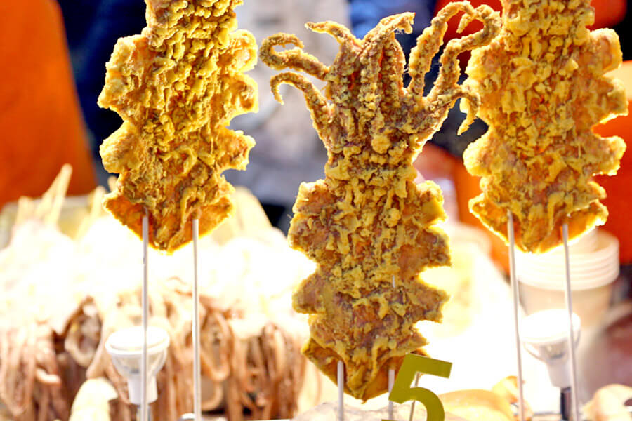 Korean street food ojingeo twigim fried squid