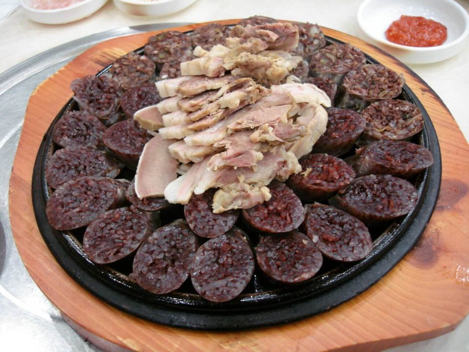 Korean street food sundae blood sausage
