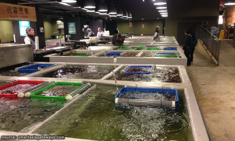 giant tanks with full king crab taipei-fish-market-7