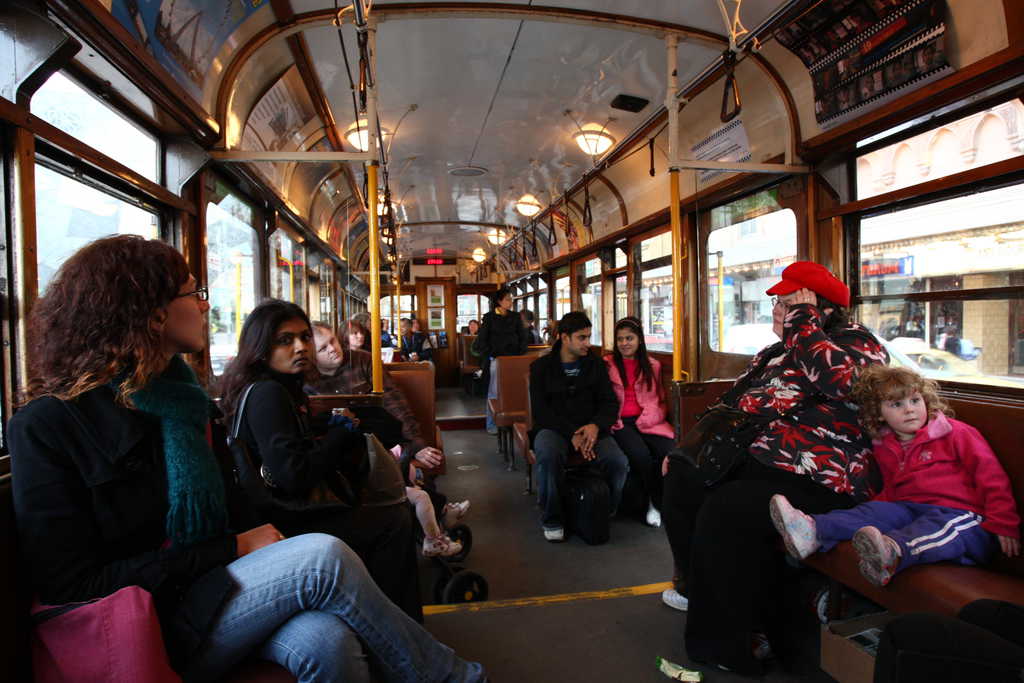 Inside the City Circle tram still retains the ancient look.