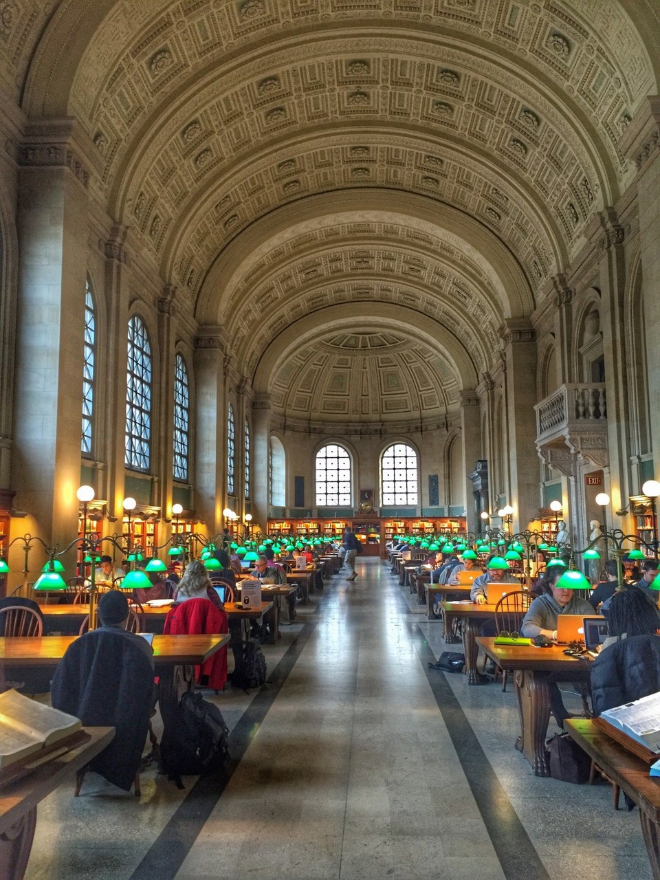 Inside the Boston public library is located in Copley Square