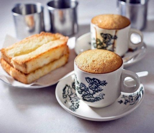 Typical Ipoh breakfast with white coffee and toasts