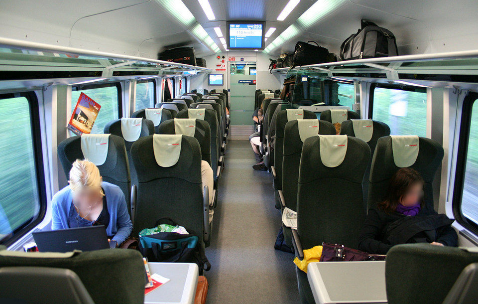 Inside the train from Vienna to Budapest