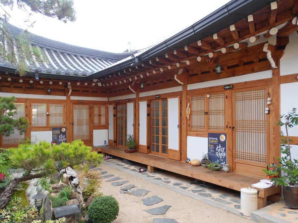 A traditional Hanok wooden house.