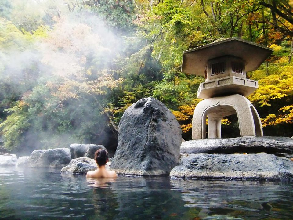 bathing in onsen