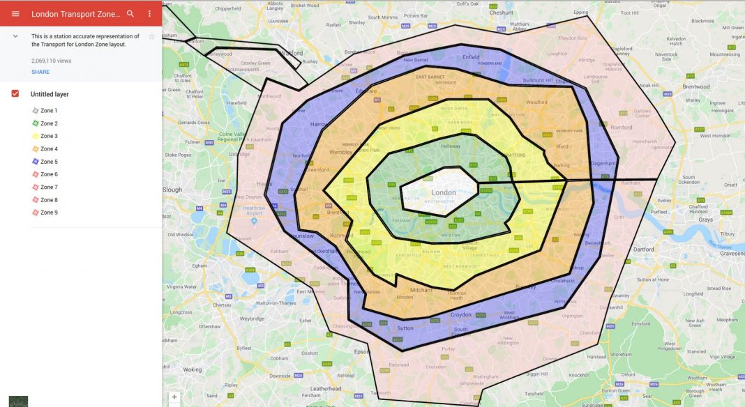 london travel zone 1 6 map