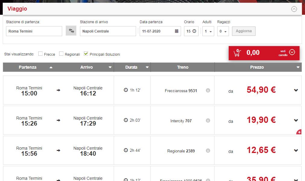 trenitalia booking search screen1