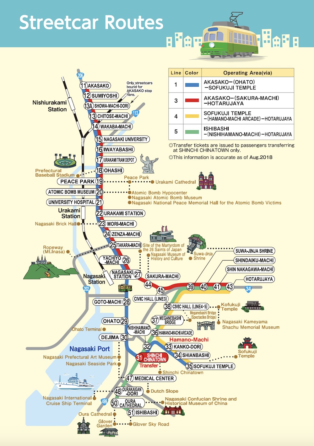 street car nagasaki route map