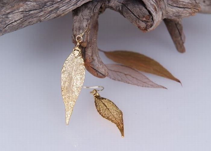 Gold-plated eucalyptus leaves