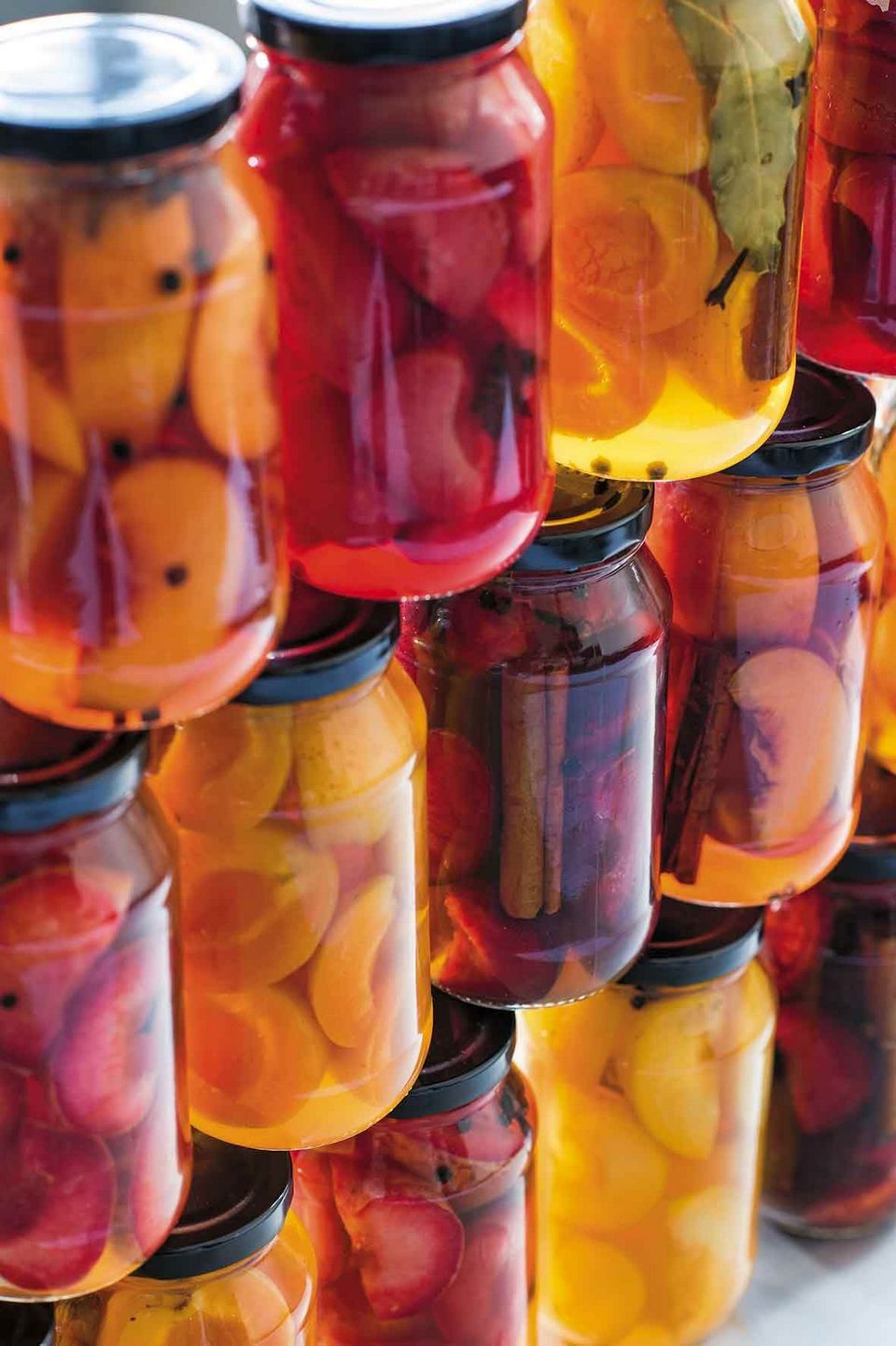 pickled fruits in the jars