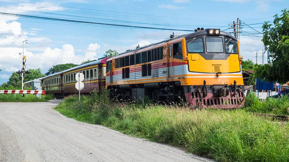 Train yellow railroad identity beautiful at kanchanaburi