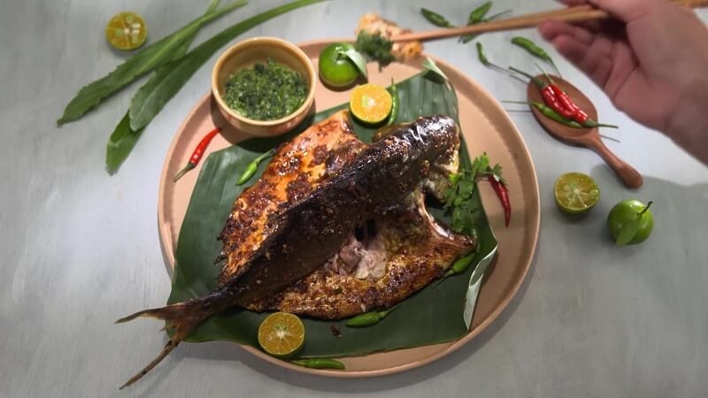 Grilled fish with green chili paste nha trang